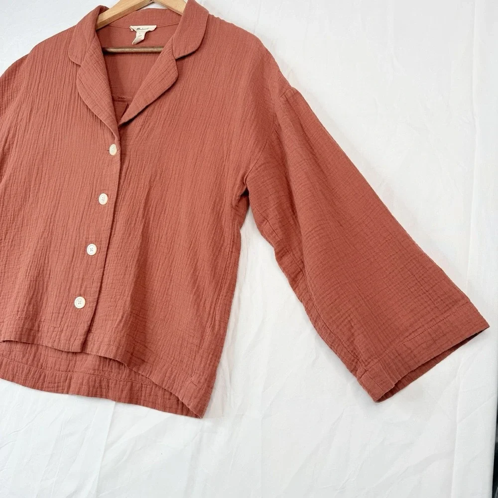 Madewell Women's Double Cotton Gauze‎ Oversized Pajama Shirt SZ-Large) cinnamon
